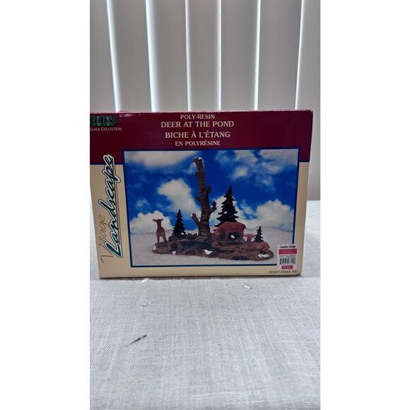 Lemax 2000 Village Landscape Poly-Resin Deer At The Pond Christmas Village - Picture 1 of 11